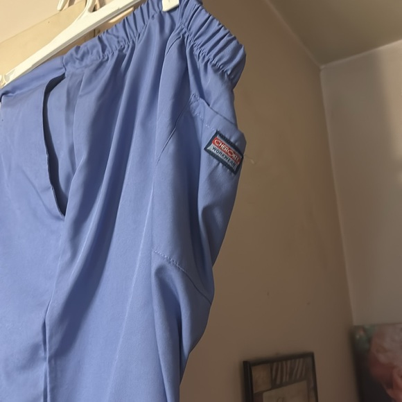 Ceil blue Cherokee scrub pants with elastic waist and tie front with pockets - Picture 2 of 2
